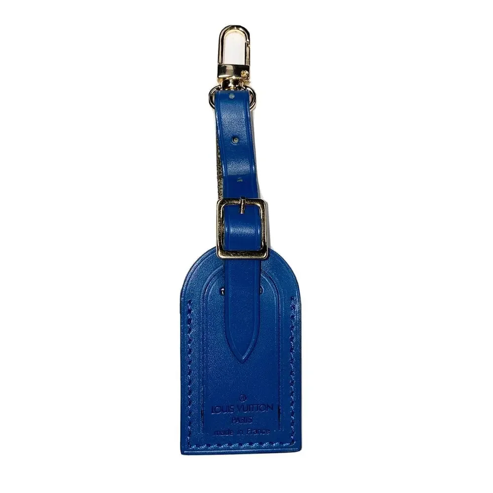 Louis Vuitton Blue Luggage Name Tag Small Gold-tone Buckle Rivet France